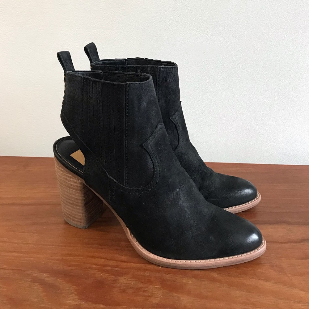 Dolce Vita | Open Heel Suede Leather Ankle Boots Black